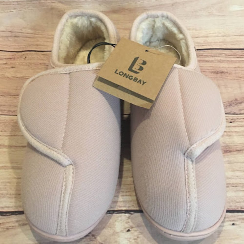 LongBay Women's Furry Memory Foam Diabetic Slippers Comfy Cozy  Size 10  **NEW**